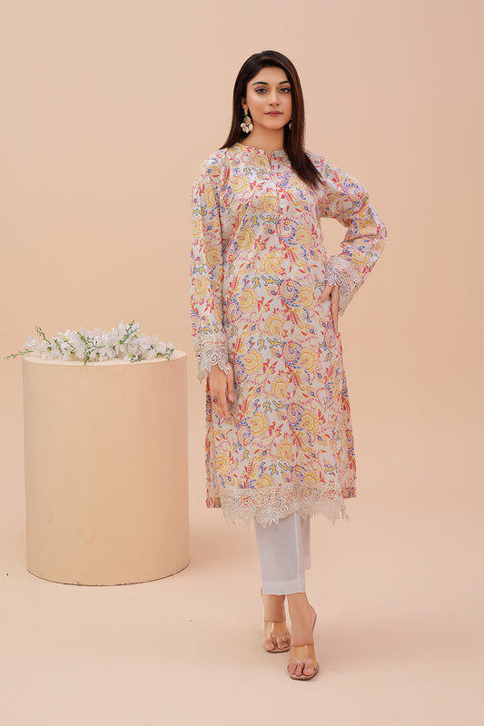 Zooj Printed Unstitched Embroidered Lawn (Shirt/Kurti) - ZJ042