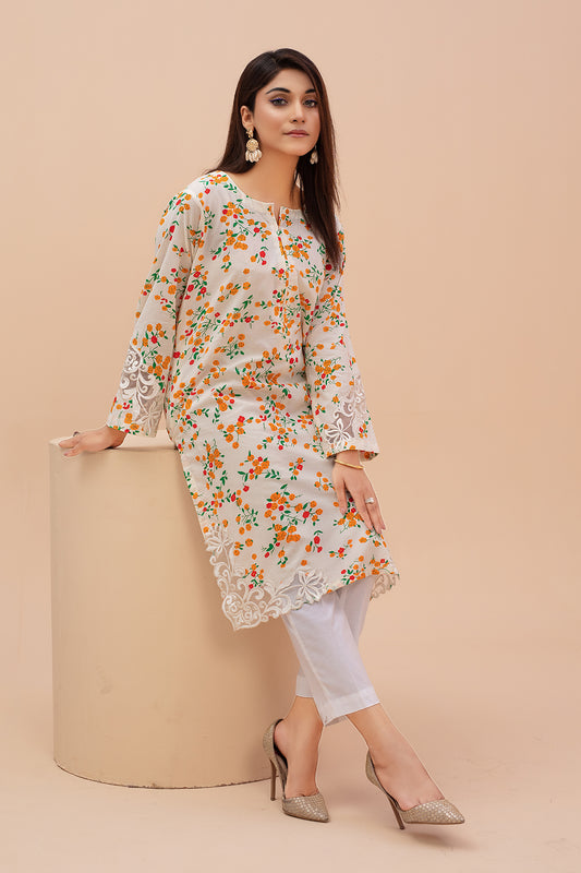 Zooj Printed Unstitched Embroidered Lawn (Shirt/Kurti) - ZJ044