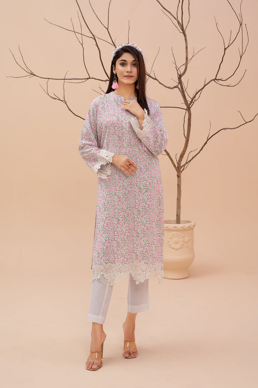 Zooj Printed Stitched Embroidered Lawn Pret (Shirt/Kurti) - ZJ048