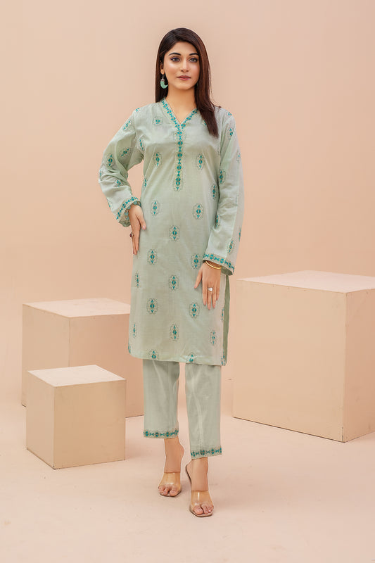 Zooj - Sea Green Embroidered Lawn 2pc - ZJ056