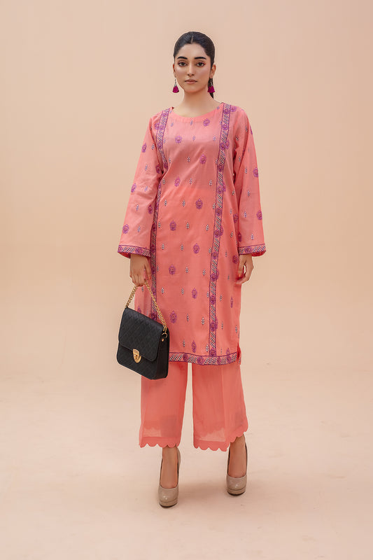 Zooj - Peach Embroidered Lawn 2pc - ZJ055