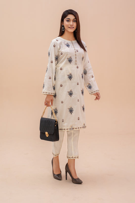Zooj - Off White Embroidered Lawn 2pc - ZJ057